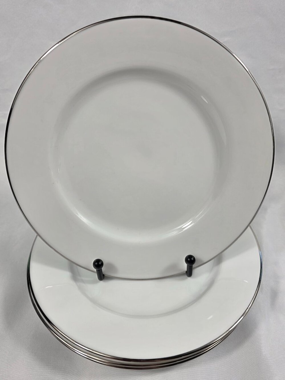 FOUR Royal Doulton Simply Platinum Salad Plates White with Platinum Trim